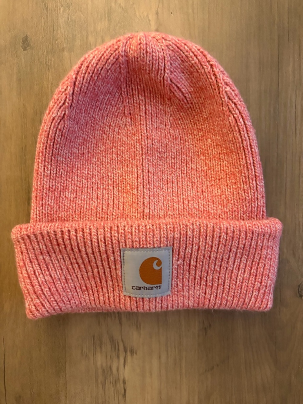 Carhartt Pink Knit Cuffed Beanie with Logo Patch